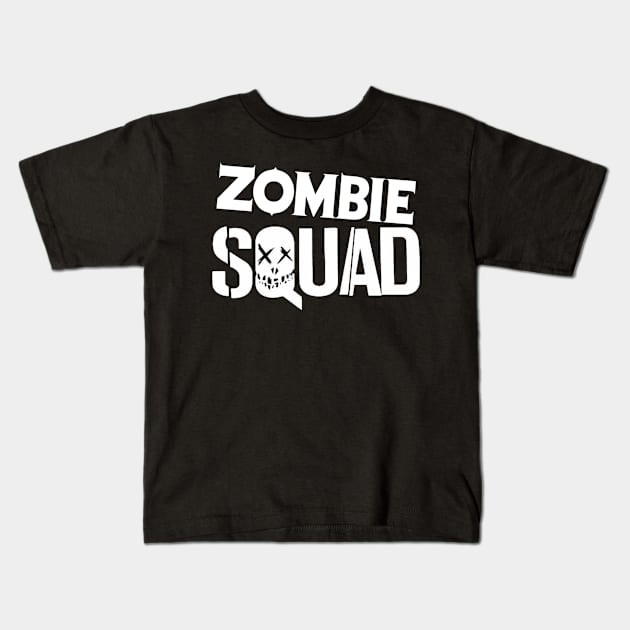 ZOMBIE SQUAD Logo (White) Kids T-Shirt by Zombie Squad Clothing